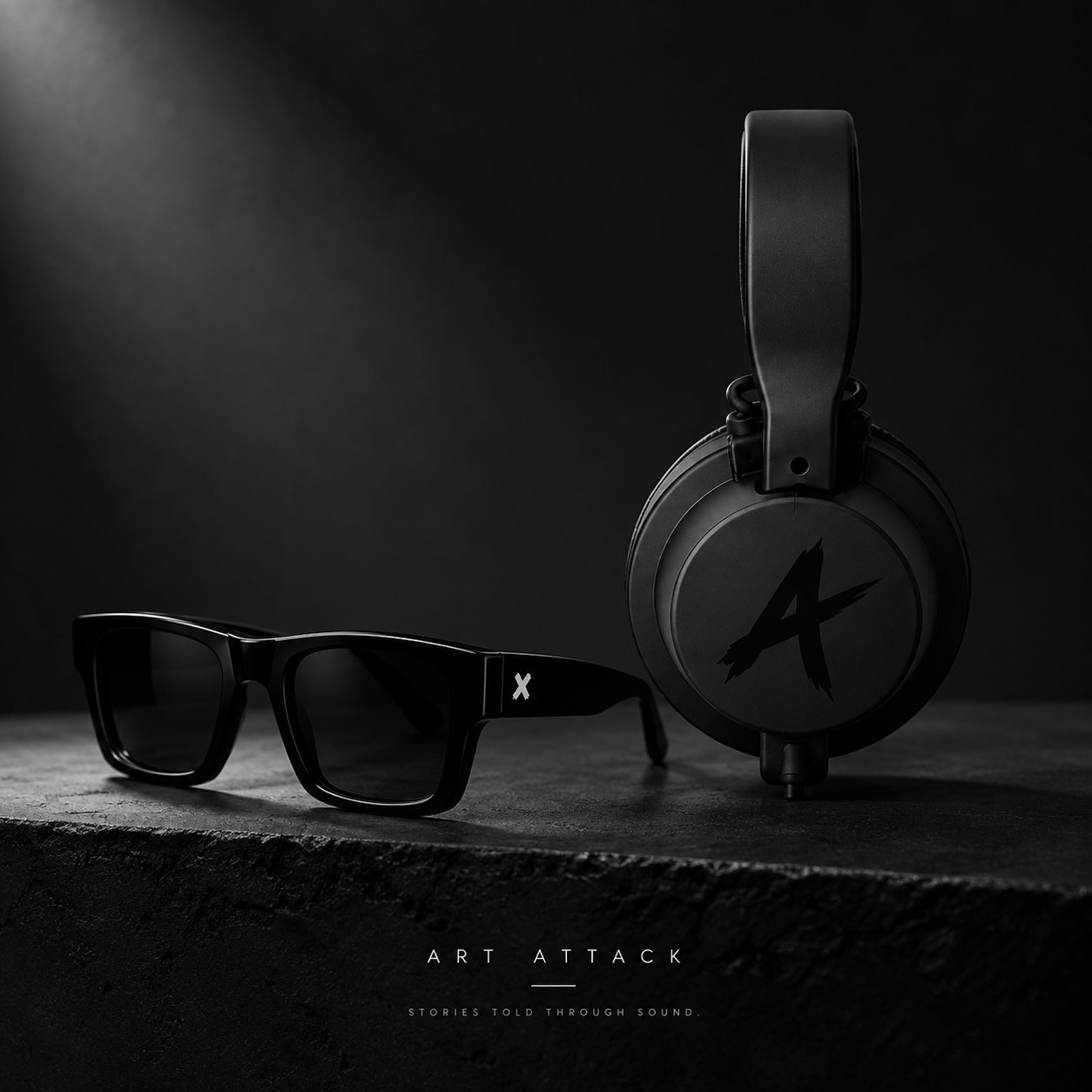 Art Attack headphones and sunglasses